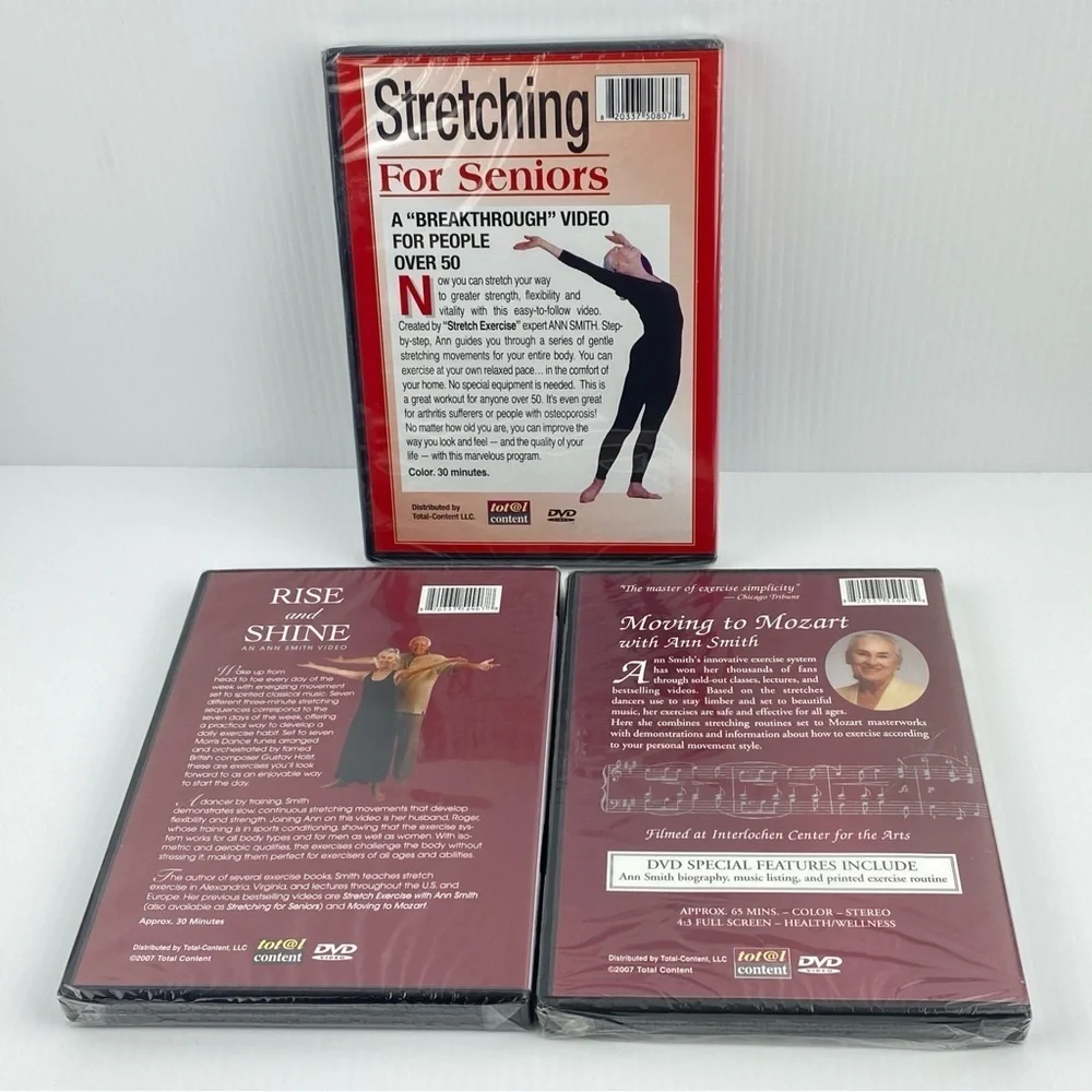 Ann Smith Stretching DVDs 3 Lot Sealed New Seniors Workout Exercise - Picture 6 of 9